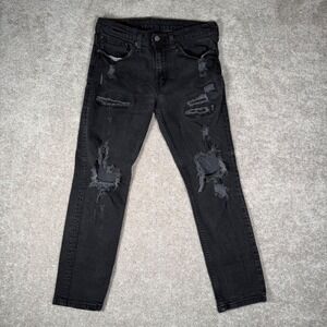 Levis 511 Slim Fit Men's 34x30 Distressed Jeans Faded Black Denim Pants